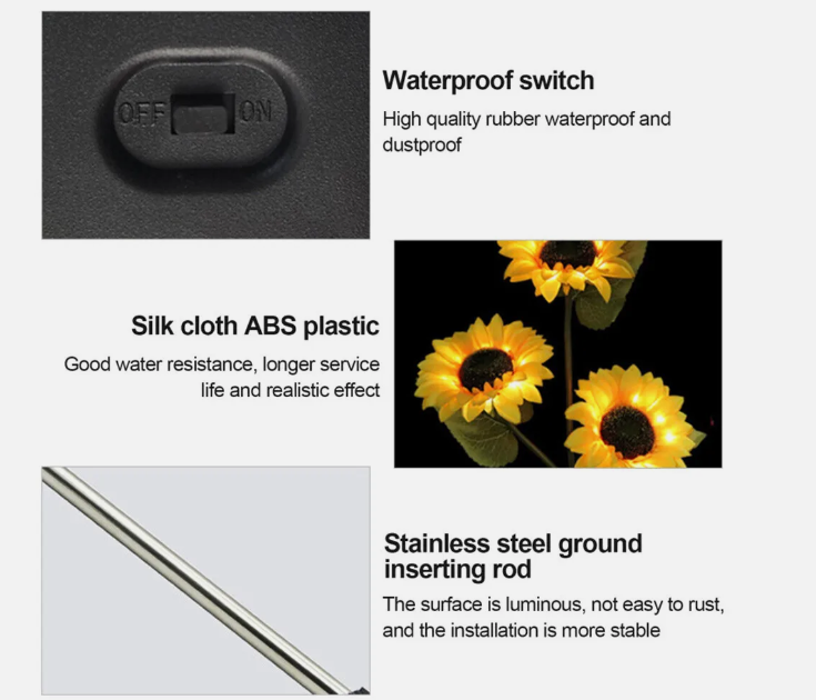 3 Head Sunflower flower lamp solar - Image 8