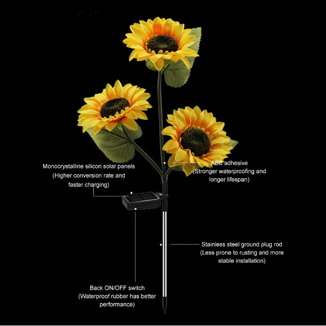 3 Head Sunflower flower lamp solar - Image 9